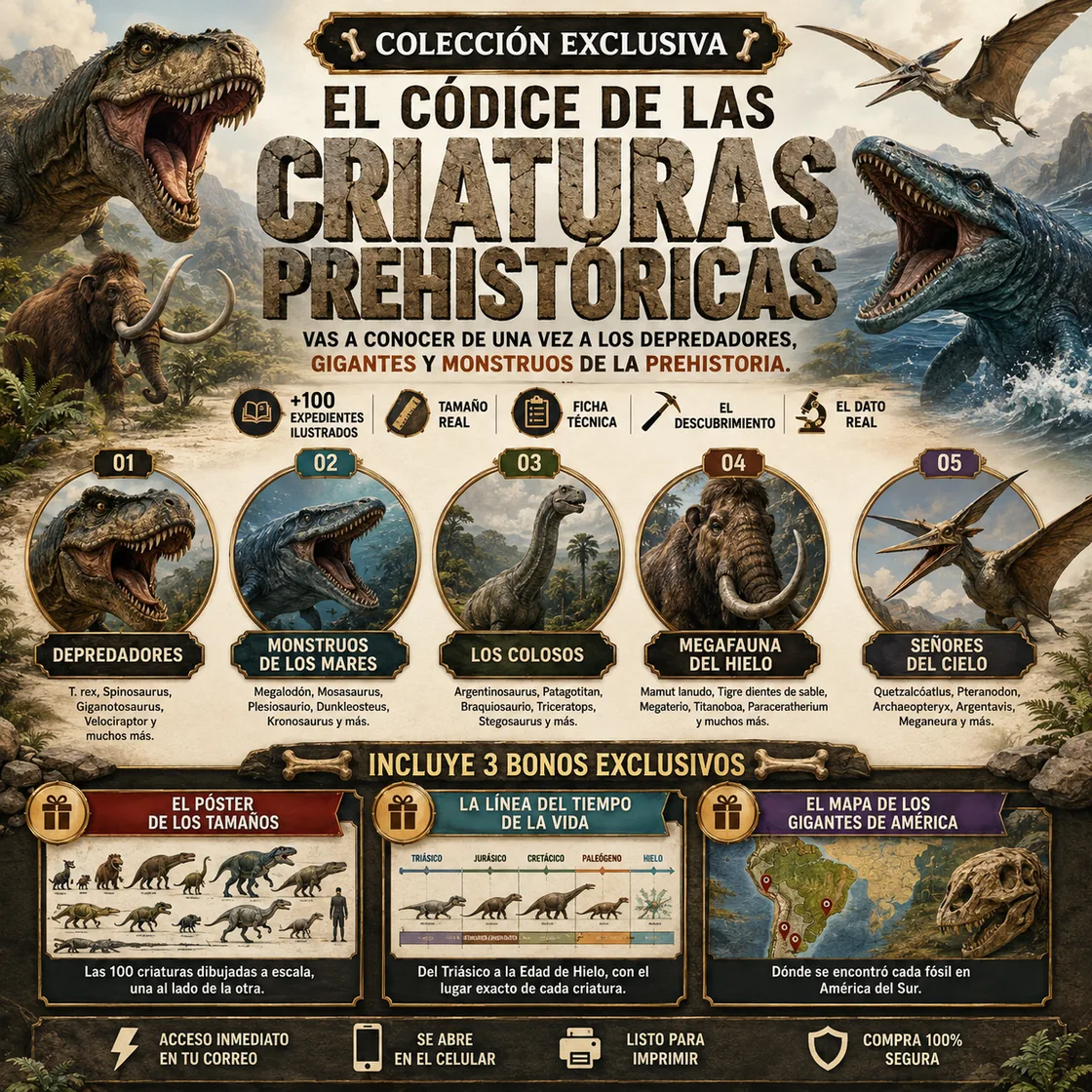 El Códice de las Criaturas Prehistóricas, 100 expedientes ilustrados de dinosaurios, monstruos marinos y megafauna